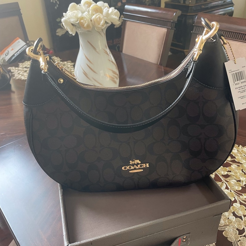 Coach Brown/Black Signature Mara Hobo C1791